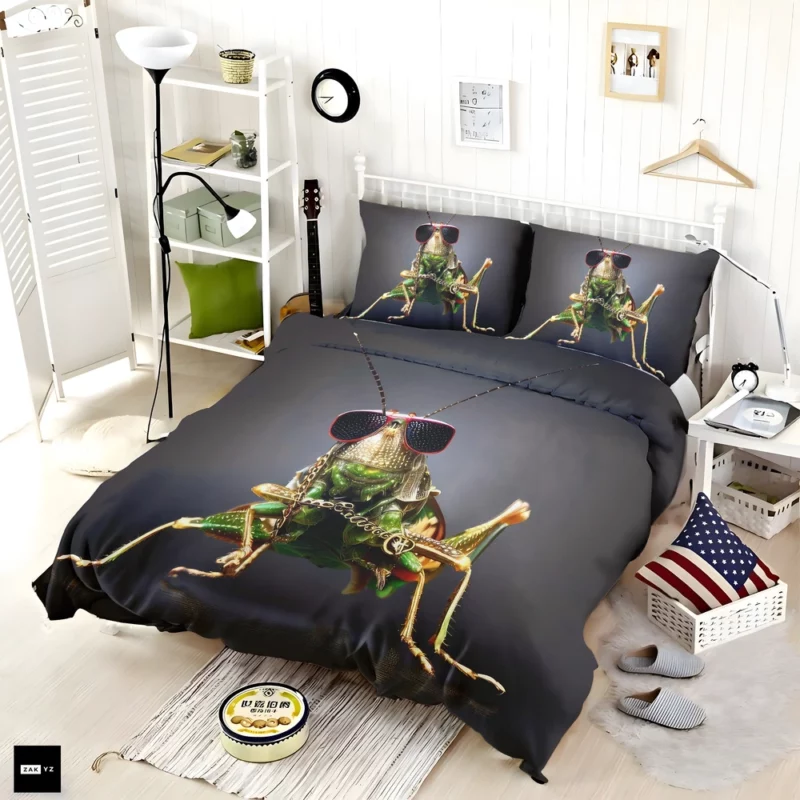 Sunglasses Wearing Grasshopper Bedding Set