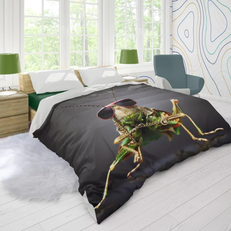 Sunglasses Wearing Grasshopper Duvet Cover