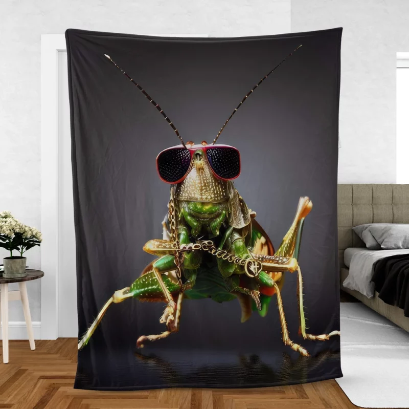 Sunglasses Wearing Grasshopper Fleece Blanket