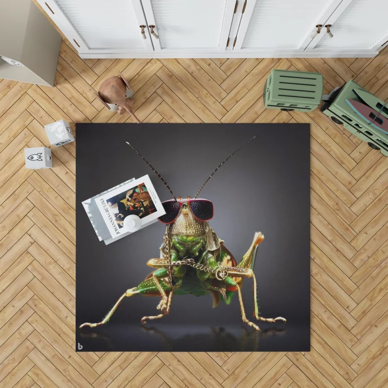 Sunglasses Wearing Grasshopper Rug