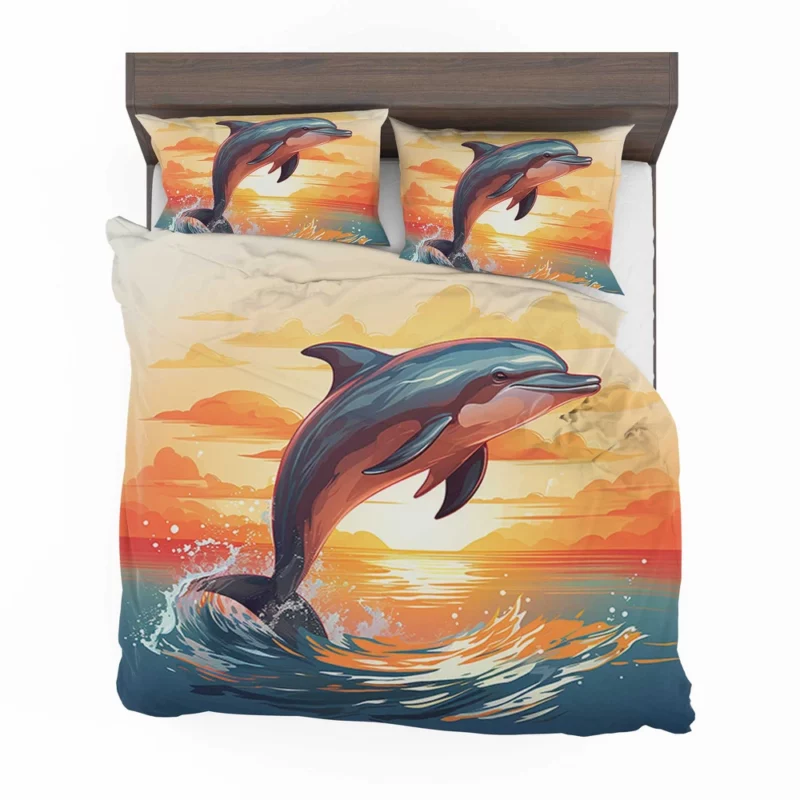 Sunset Dolphin Silhouette Bedding Set 2