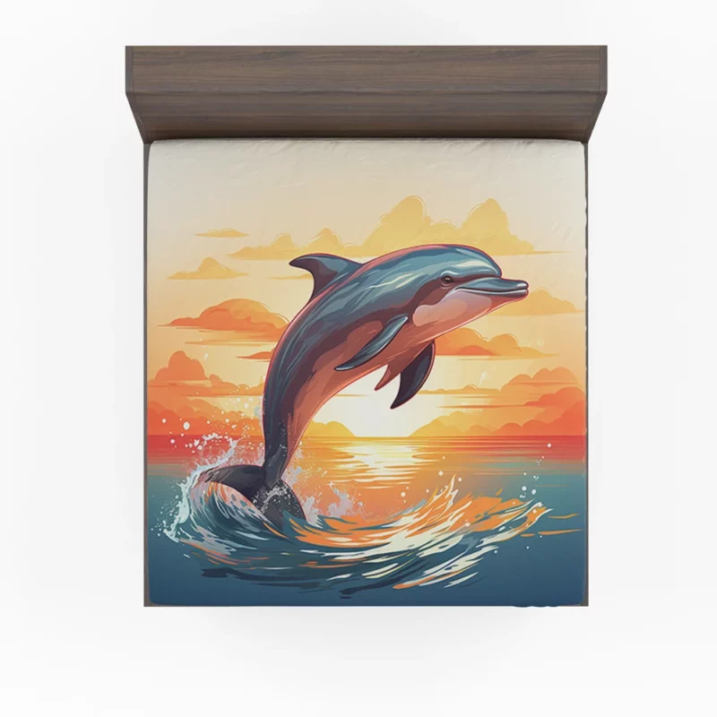 Sunset Dolphin Silhouette Fitted Sheet