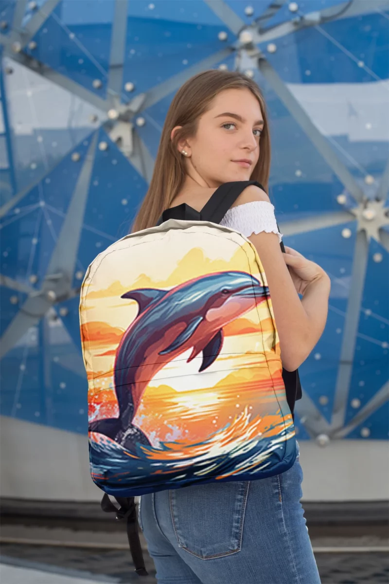 Sunset Dolphin Silhouette Minimalist Backpack 2