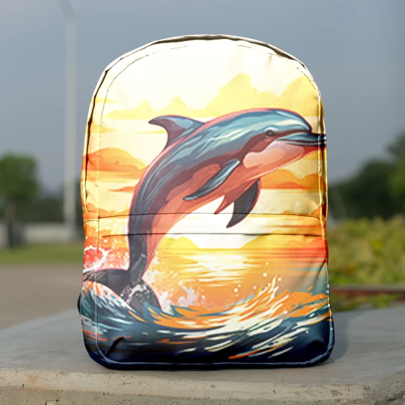 Sunset Dolphin Silhouette Minimalist Backpack