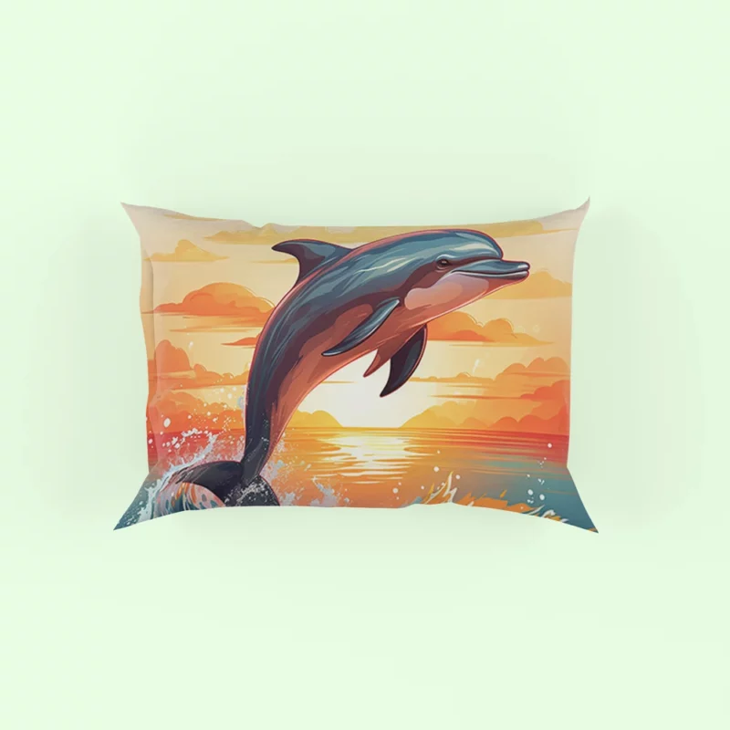 Sunset Dolphin Silhouette Pillow Case