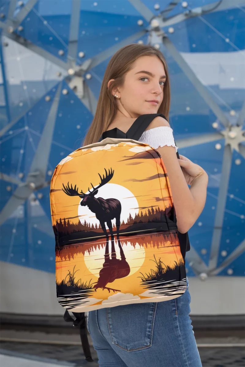 Sunset Moose Among Trees Minimalist Backpack 2