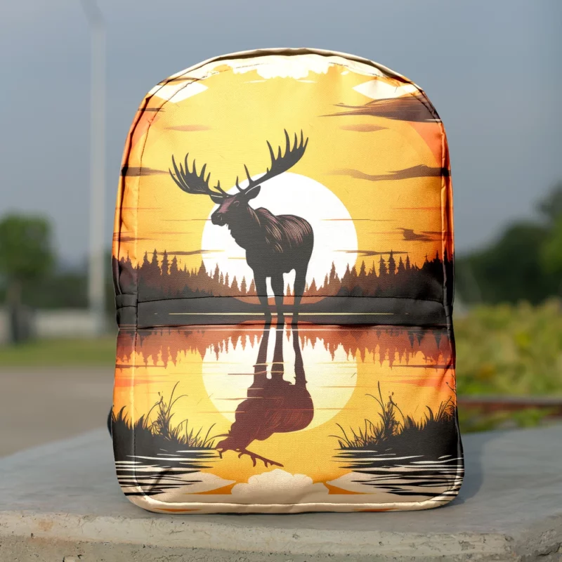 Sunset Moose Among Trees Minimalist Backpack