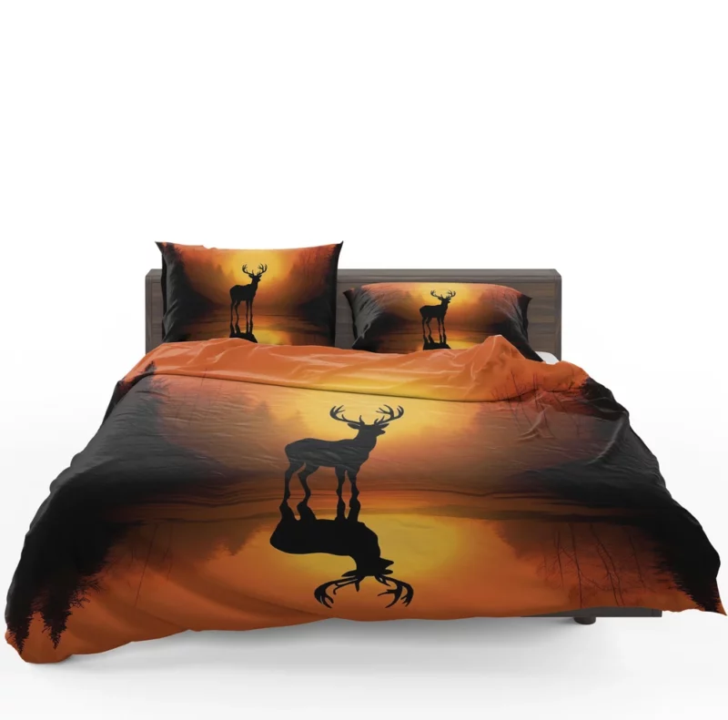 Sunset Over African Plains Antelopes Silhouetted Bedding Set 1