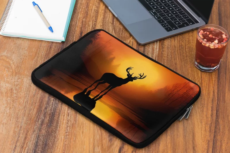 Sunset Over African Plains Antelopes Silhouetted Laptop Sleeve 2