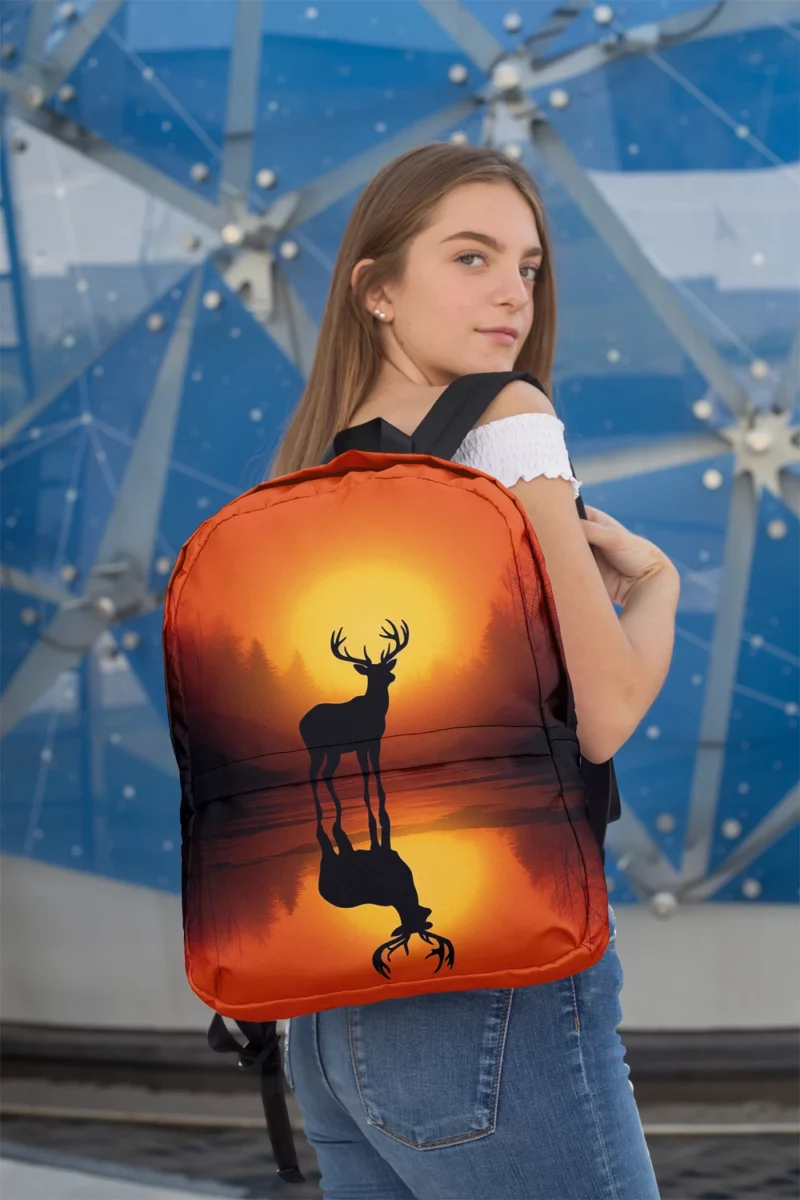 Sunset Over African Plains Antelopes Silhouetted Minimalist Backpack 2