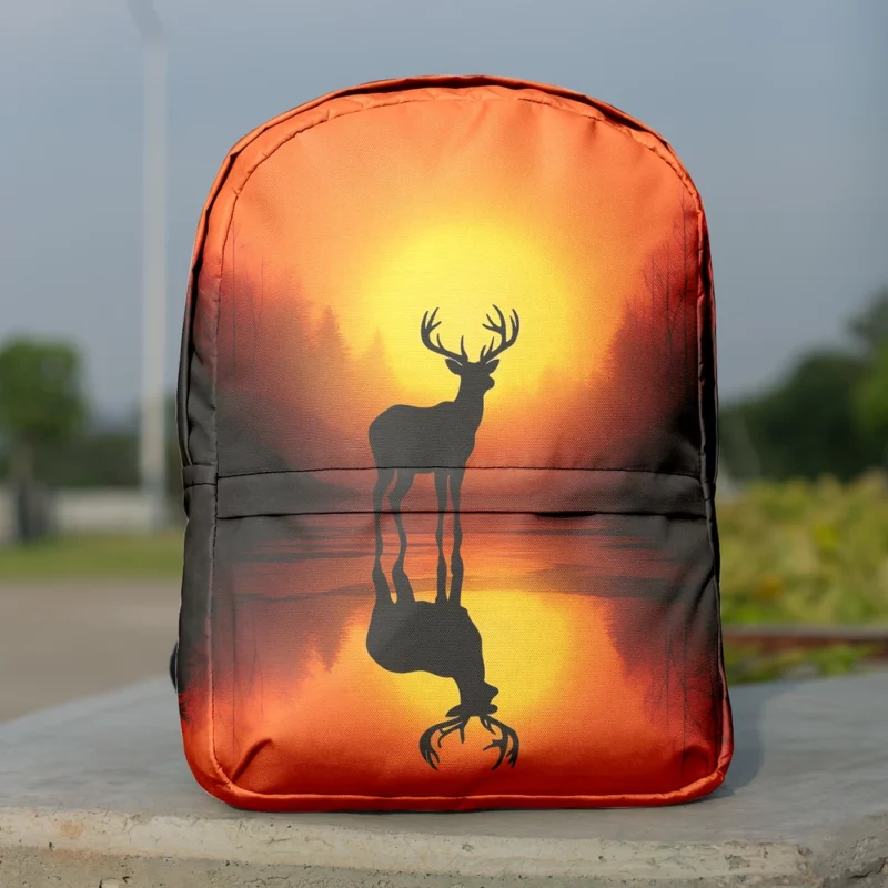 Sunset Over African Plains Antelopes Silhouetted Minimalist Backpack