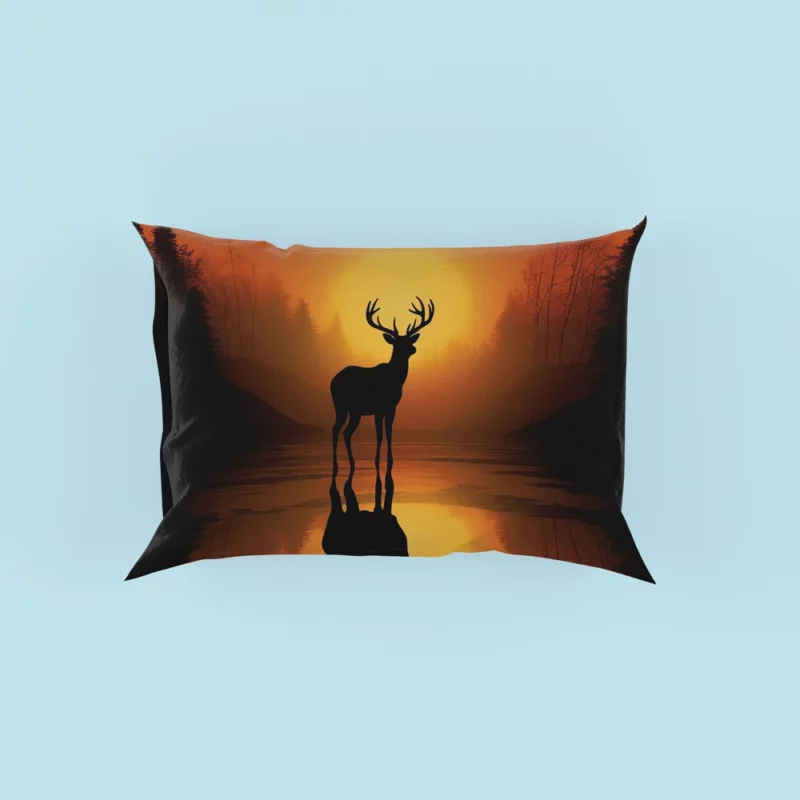 Sunset Over African Plains Antelopes Silhouetted Pillow Case