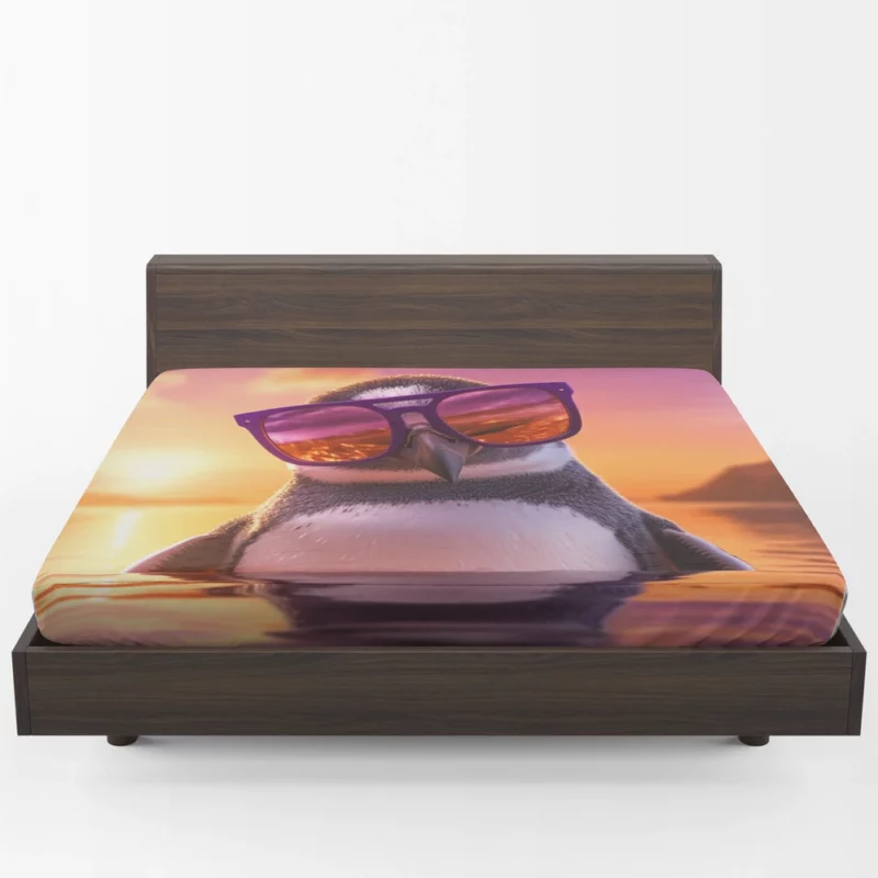 Sunset Penguin Portrait Fitted Sheet 1