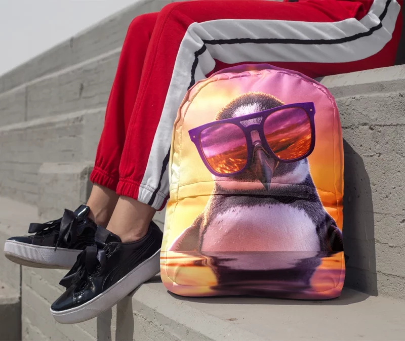 Sunset Penguin Portrait Minimalist Backpack 1