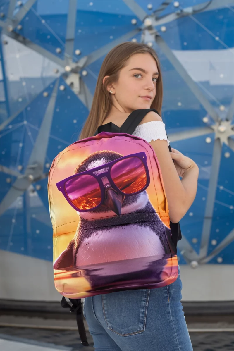 Sunset Penguin Portrait Minimalist Backpack 2