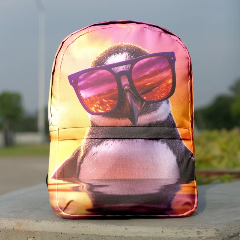 Sunset Penguin Portrait Minimalist Backpack