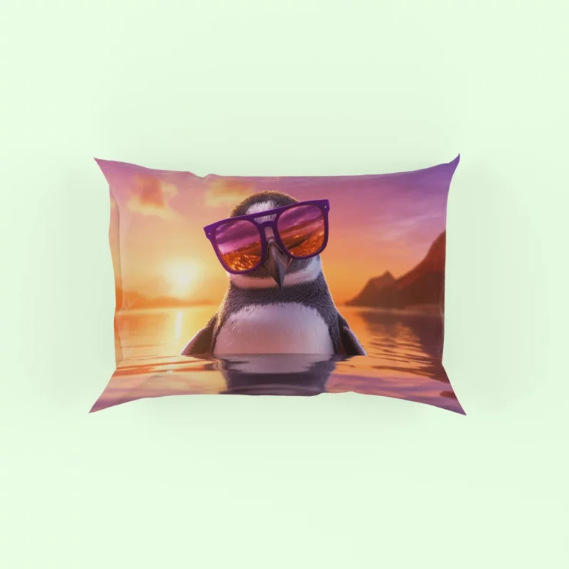 Sunset Penguin Portrait Pillow Case