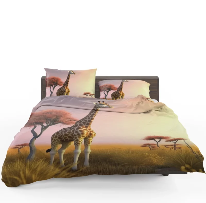 Sunset Silhouette of a Giraffe Bedding Set 1