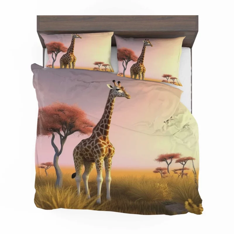 Sunset Silhouette of a Giraffe Bedding Set 2