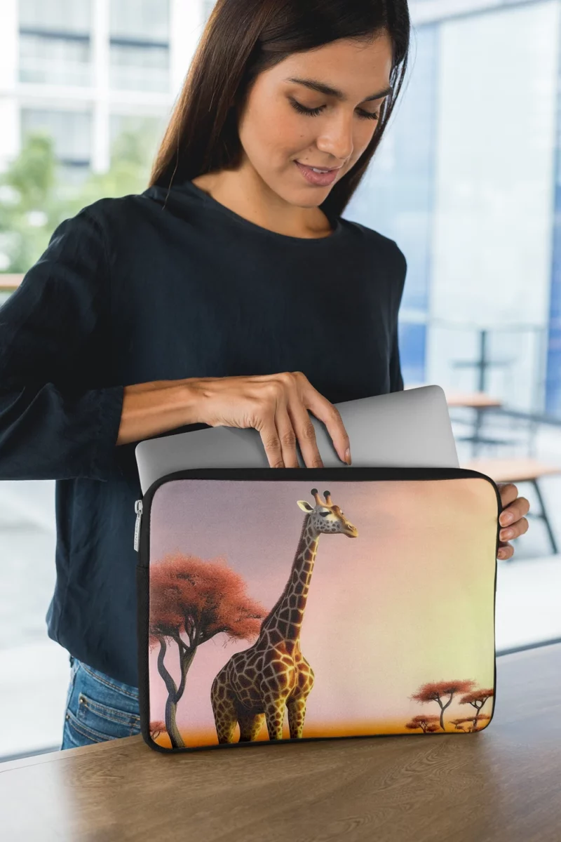 Sunset Silhouette of a Giraffe Laptop Sleeve 1