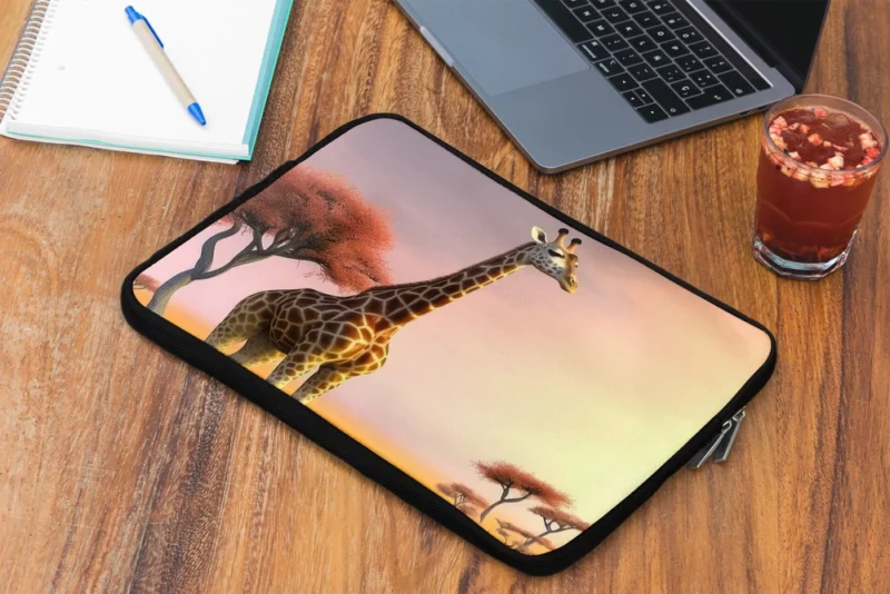 Sunset Silhouette of a Giraffe Laptop Sleeve 2