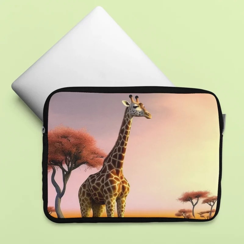 Sunset Silhouette of a Giraffe Laptop Sleeve