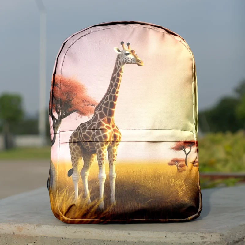 Sunset Silhouette of a Giraffe Minimalist Backpack