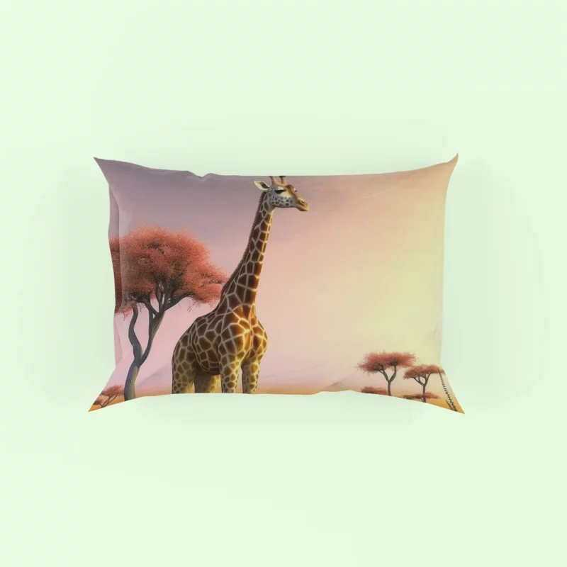 Sunset Silhouette of a Giraffe Pillow Case