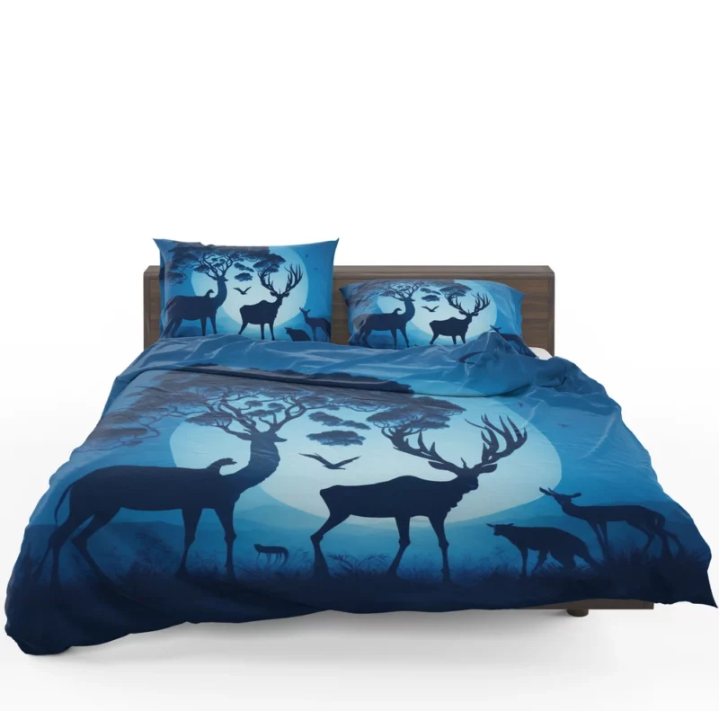 Sunset Silhouettes Animals Interact Bedding Set 1