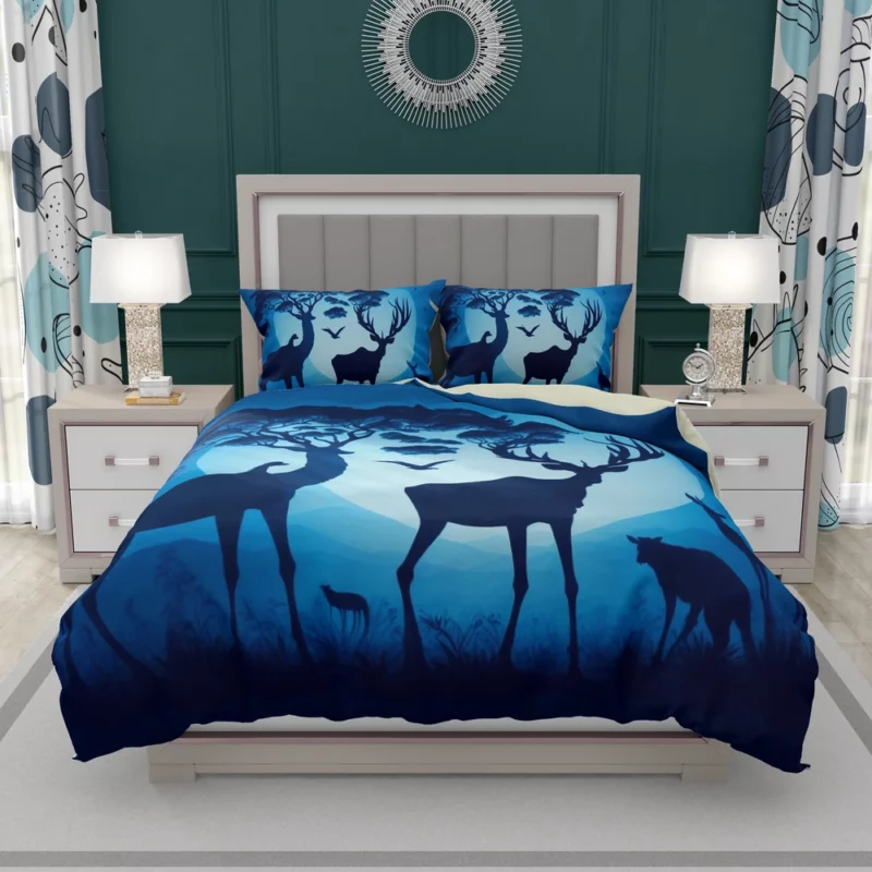 Sunset Silhouettes Animals Interact Bedding Set 2