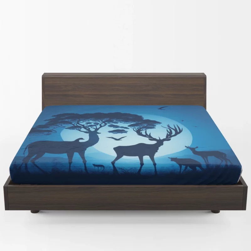 Sunset Silhouettes Animals Interact Fitted Sheet 1