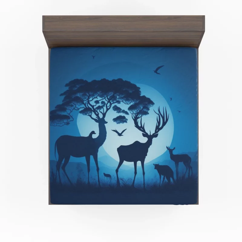 Sunset Silhouettes Animals Interact Fitted Sheet