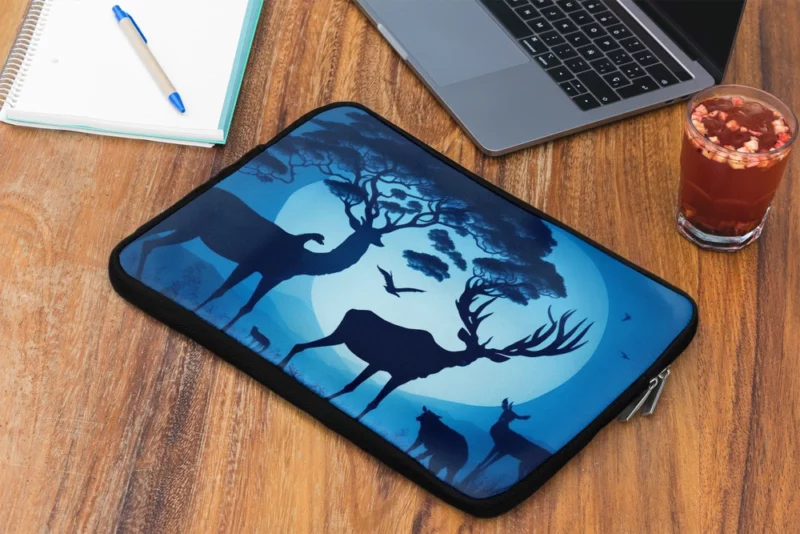 Sunset Silhouettes Animals Interact Laptop Sleeve 2