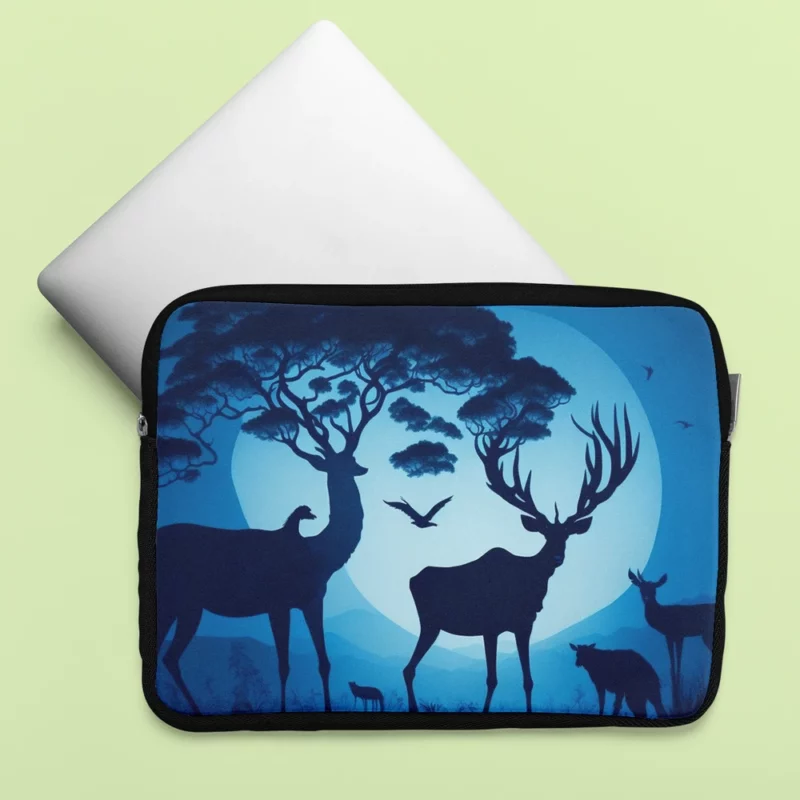 Sunset Silhouettes Animals Interact Laptop Sleeve