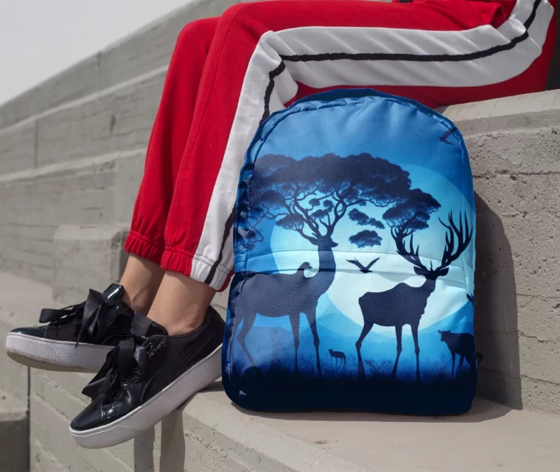 Sunset Silhouettes Animals Interact Minimalist Backpack 1