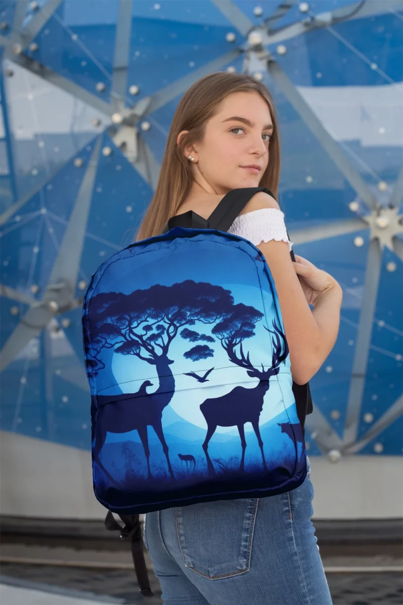 Sunset Silhouettes Animals Interact Minimalist Backpack 2