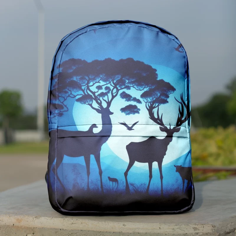 Sunset Silhouettes Animals Interact Minimalist Backpack