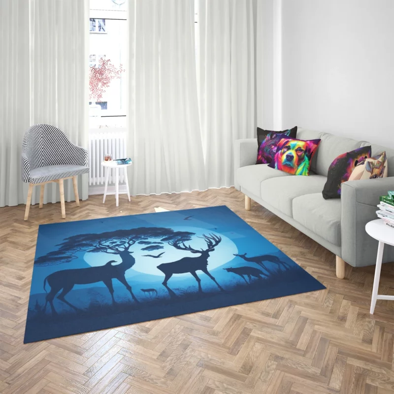 Sunset Silhouettes Animals Interact Rug 2