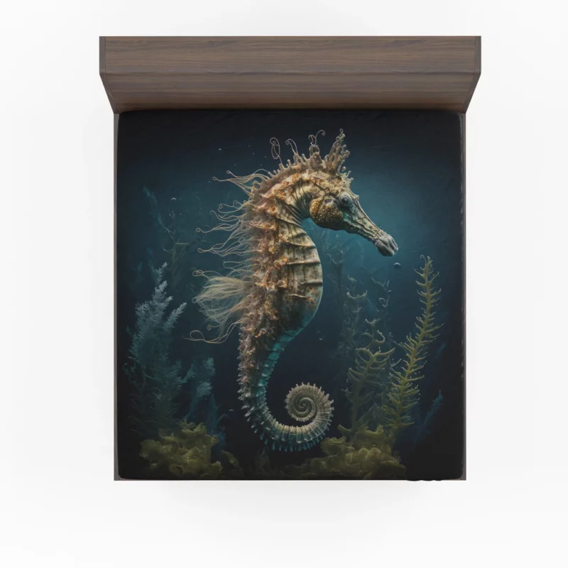 Swimming Seahorse AI Art Fitted Sheet