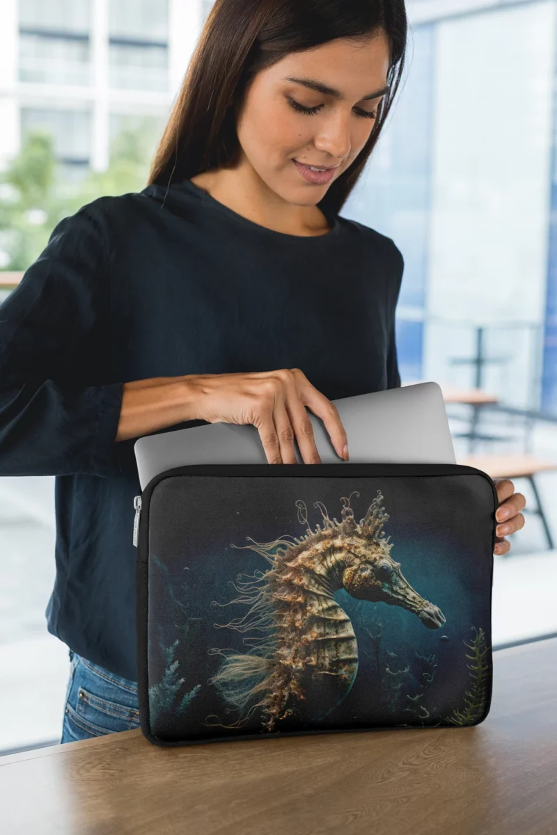 Swimming Seahorse AI Art Laptop Sleeve 1