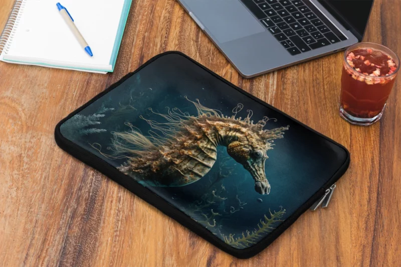 Swimming Seahorse AI Art Laptop Sleeve 2