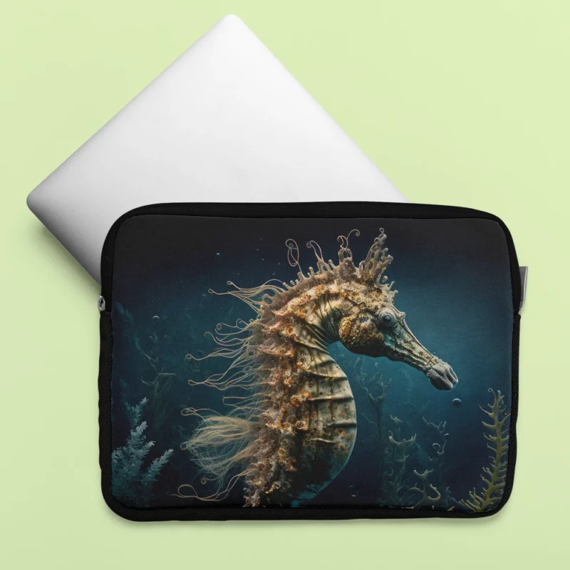 Swimming Seahorse AI Art Laptop Sleeve