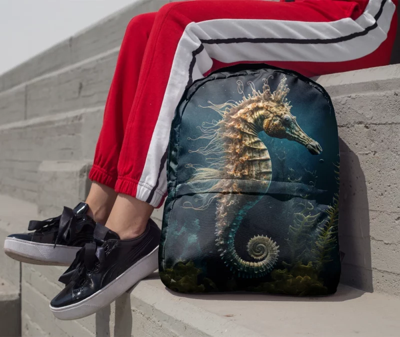 Swimming Seahorse AI Art Minimalist Backpack 1