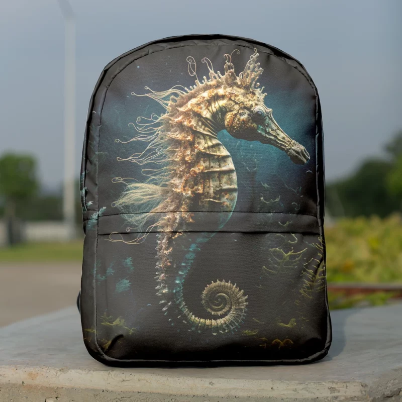 Swimming Seahorse AI Art Minimalist Backpack