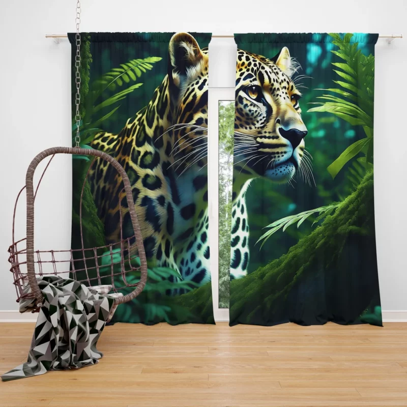 Tiger Midnight Forest Stroll Window Curtain