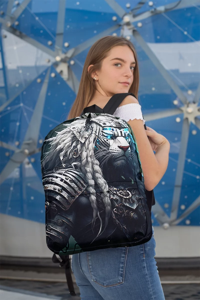 Tiger With Blue Eyes Minimalist Backpack 2