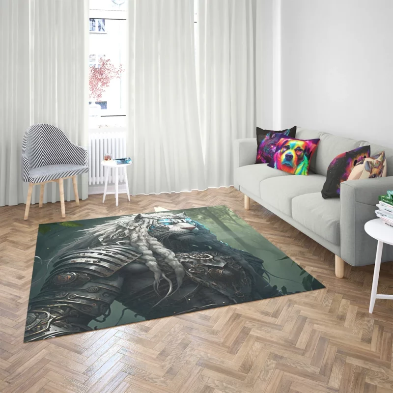 Tiger With Blue Eyes Rug 2