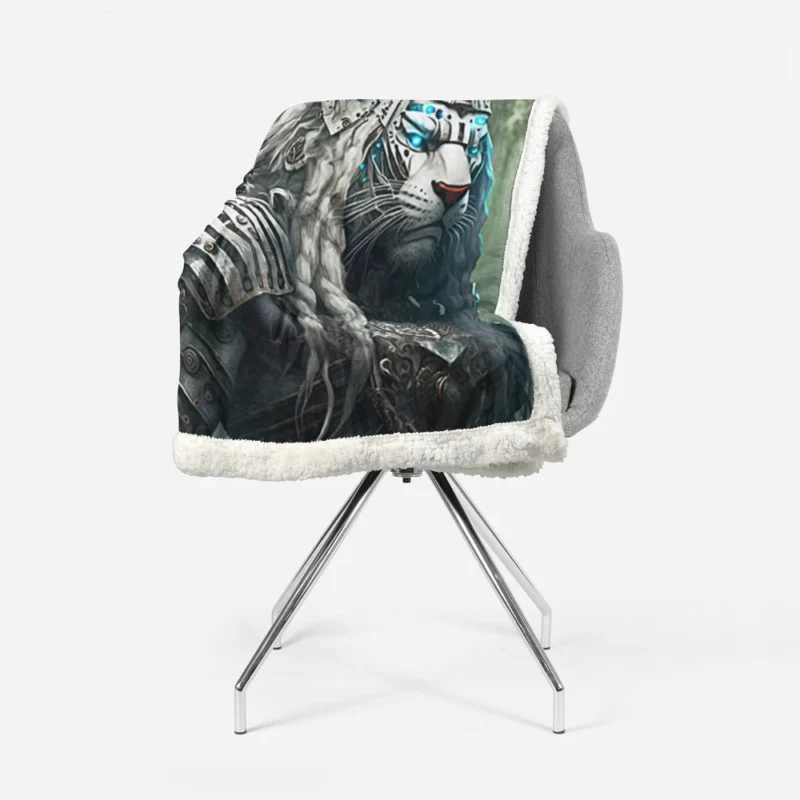 Tiger With Blue Eyes Sherpa Fleece Blanket 1