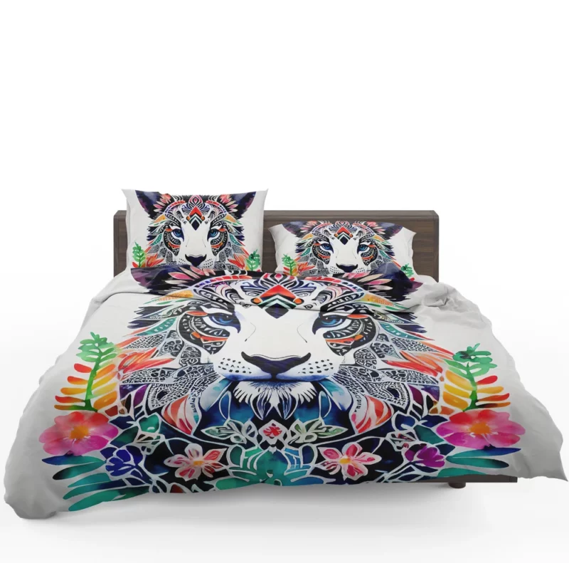 Tiger With a Floral Face Bedding Set 1