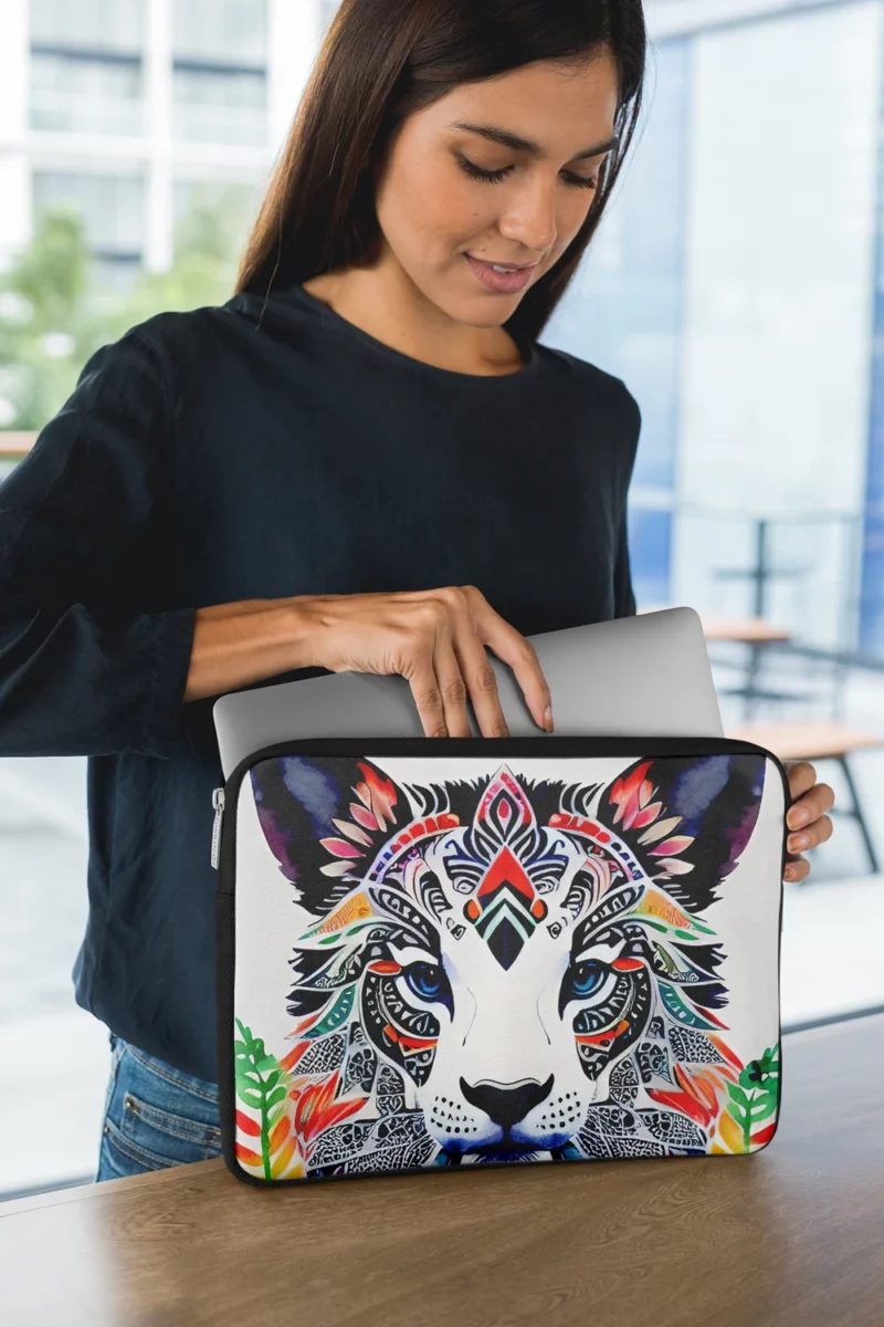 Tiger With a Floral Face Laptop Sleeve 1